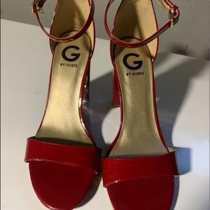 Guess women high heel buckle ankle straps sandals.